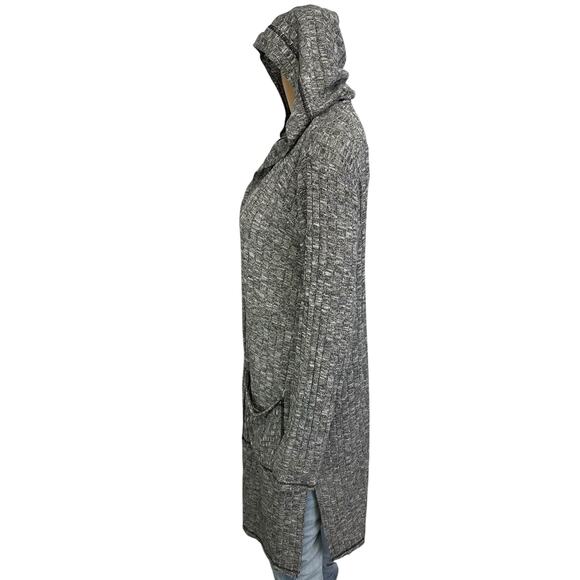 Zenergy Chico's 1 Vanya Hooded Rib Knit Long Cardigan Jacket Sweater Gray Size M - Picture 5 of 12